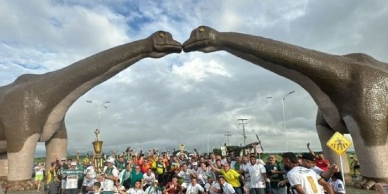 Chegada dos tricampeões foi marcada por muita alegria dos torcedores - Divulgação/Sousa